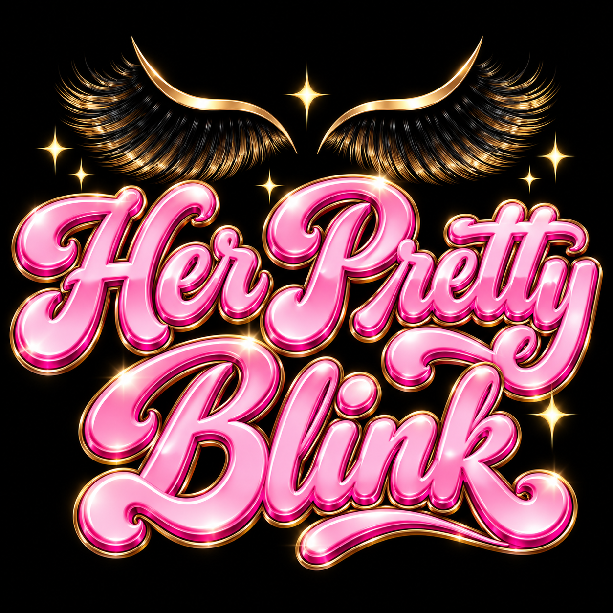 Her Pretty Blink official pink and gold lash logo